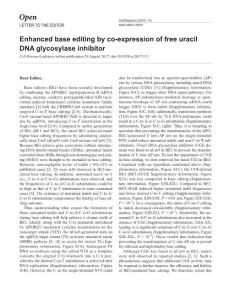 cr2017111a-Enhanced base editing by co-expression of free uracil DNA glycosylase inhibitor