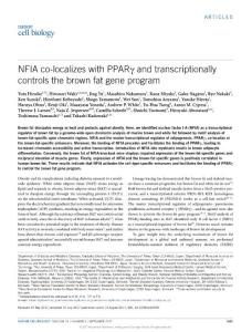 ncb3590-NFIA co-localizes with PPARγ and transcriptionally controls the brown fat gene program