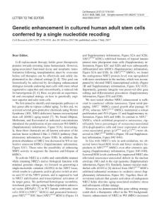 cr201786a-Genetic enhancement in cultured human adult stem cells conferred by a single nucleotide recoding