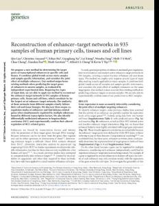 ng.3950-Reconstruction of enhancer–target networks in 935 samples of human primary cells, tissues and cell lines