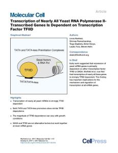 Molecular-Cell_2017_Transcription-of-Nearly-All-Yeast-RNA-Polymerase-II-Transcribed-Genes-Is-Dependent-on-Transcription-Factor-TFIID