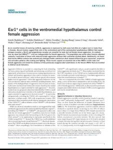 nn.4644-Esr1+ cells in the ventromedial hypothalamus control female aggression