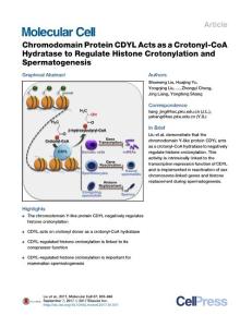 Molecular-Cell_2017_Chromodomain-Protein-CDYL-Acts-as-a-Crotonyl-CoA-Hydratase-to-Regulate-Histone-Crotonylation-and-Spermatogenesis