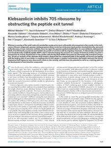 nchembio.2462-Klebsazolicin inhibits 70S ribosome by obstructing the peptide exit tunnel