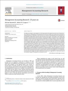 management accounting research  25 years on