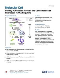 Molecular Cell-2017-P-Body Purification Reveals the Condensation of Repressed mRNA Regulons