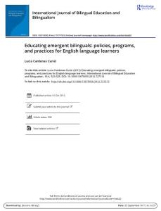 educating emergent bilinguals policies programs and practices for english language learners