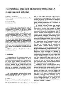 hierarchical location-allocation problems a classification scheme