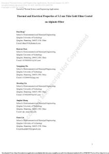 thermal and electrical properties of 3.2 nm thin gold films coated on alginate fiber
