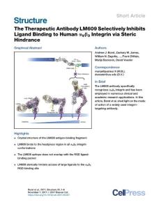 Structure_2017_The-Therapeutic-Antibody-LM609-Selectively-Inhibits-Ligand-Binding-to-Human-V-3-Integrin-via-Steric-Hindrance