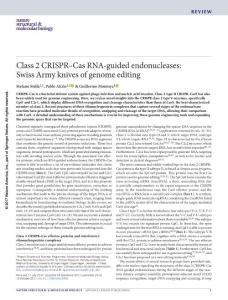 nsmb.3486-Class 2 CRISPR–Cas RNA-guided endonucleases Swiss Army knives of genome editing