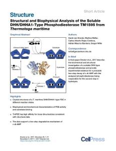 Structure-2017-Structural and Biophysical Analysis of the Soluble DHH-DHHA1-Type Phosphodiesterase TM1595 from Thermotoga maritima