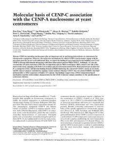 Genes Dev.-2017-Xiao-Molecular basis of CENP-C association with the CENP-A nucleosome at yeast centromeres