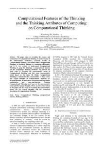 computational features of the thinking and the thinking attributes of computingon computational thinking