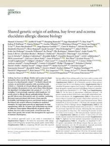 ng.3985-Shared genetic origin of asthma, hay fever and eczema elucidates allergic disease biology