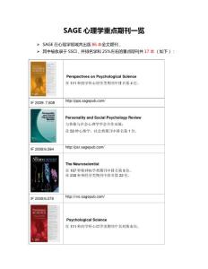 sage心理學重點期刊一覽