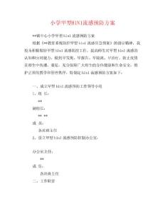 小学甲型H1N1流感预防方案