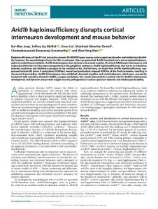 nature neuroscience-2017-Arid1b haploinsufficiency disrupts cortical interneuron development and mouse behavior