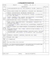 小区物业服务每月巡查评分表