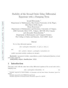 Stability of the Second Order Delay Differential Equations with a Damping Term