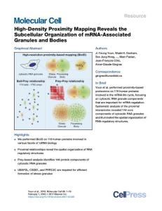 Molecular Cell-2018-High-Density Proximity Mapping Reveals the Subcellular Organization of mRNA-Associated Granules and Bodies