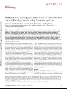nbt.4037-Metagenomic binning and association of plasmids with bacterial host genomes using DNA methylation