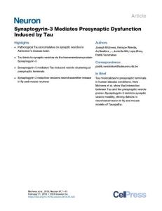 Synaptogyrin-3-Mediates-Presynaptic-Dysfunction-Induced-by-Tau_2018_Neuron