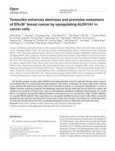 cr201815-Tamoxifen enhances stemness and promotes metastasis of ERα36+ breast cancer by upregulating ALDH1A1 in cancer cells
