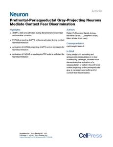 Neuron-2018-Prefrontal-Periaqueductal Gray-Projecting Neurons Mediate Context Fear Discrimination