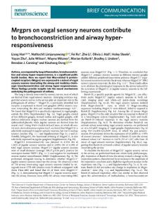 nn2018-Mrgprs on vagal sensory neurons contribute to bronchoconstriction and airway hyper-responsiveness