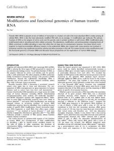 cr2018-Modifications and functional genomics of human transfer RNA