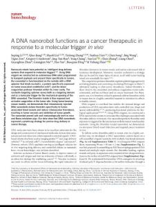 nbt.4071-A DNA nanorobot functions as a cancer therapeutic in response to a molecular trigger in vivo