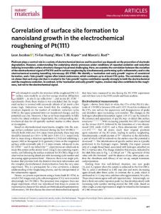 nmat2018-Correlation of surface site formation to nanoisland growth in the electrochemical roughening of Pt(111)
