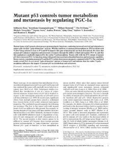 Genes Dev.-2018-Basu-Mutant p53 controls tumor metabolism and metastasis by regulating PGC-1α