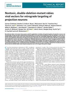 nn.2018-Nontoxic, double-deletion-mutant rabies viral vectors for retrograde targeting of projection neurons