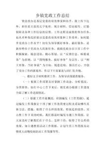 鄉鎮黨政工作總結 　