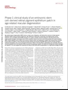 nbt.4114-Phase 1 clinical study of an embryonic stem cell–derived retinal pigment epithelium patch in age-related macular degeneration
