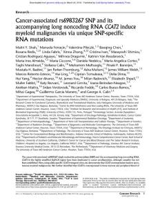 Genome Res.-2018-Shah-Cancer-associated rs6983267 SNP and its accompanying long noncoding RNA CCAT2 induce myeloid malignancies via unique SNP-specific RNA mutations