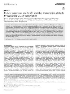 cr.2018-SUMO suppresses and MYC amplifies transcription globally by regulating CDK9 sumoylation