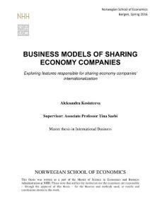 BUSINESS MODELS OF SHARING ECONOMY COMPANIES