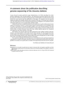 Genome Res.-2018--A statement about the publication describing genome sequencing of the Atacama skeleton