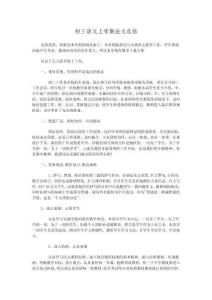 初三语文上学期论文总结