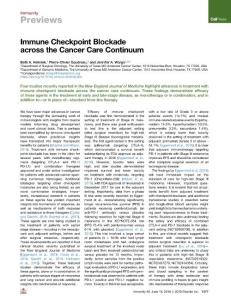 Immune-Checkpoint-Blockade-across-the-Cancer-Care-Continuum_2018_Immunity