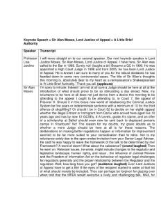 Keynote Speech = Sir Alan Moses, Lord Justice of Appeal = A Little