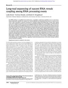 Genome Res.-2018-Herzel-1008-19-Long-read sequencing of nascent RNA reveals coupling among RNA processing events