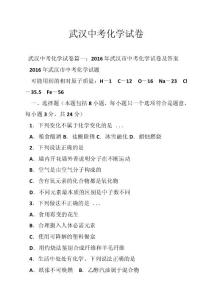 武汉中考化学试卷