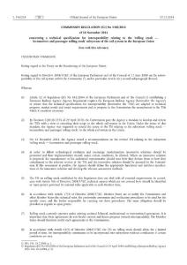 TSI for Rolling stock Subsystem - 2014