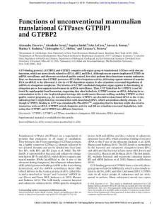 Genes Dev.-2018-Zinoviev-Functions of unconventional mammalian translational GTPases GTPBP1 and GTPBP2