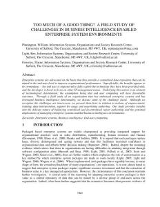 TOO MUCH OF A GOOD THING-- A FIELD STUDY