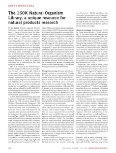 nbt.4187-The 160K Natural Organism Library, a unique resource for natural products research